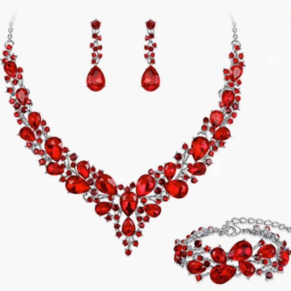 NEW Sparkling Bling Swarovski Crystal Rhinestone Wedding Necklace Set + …